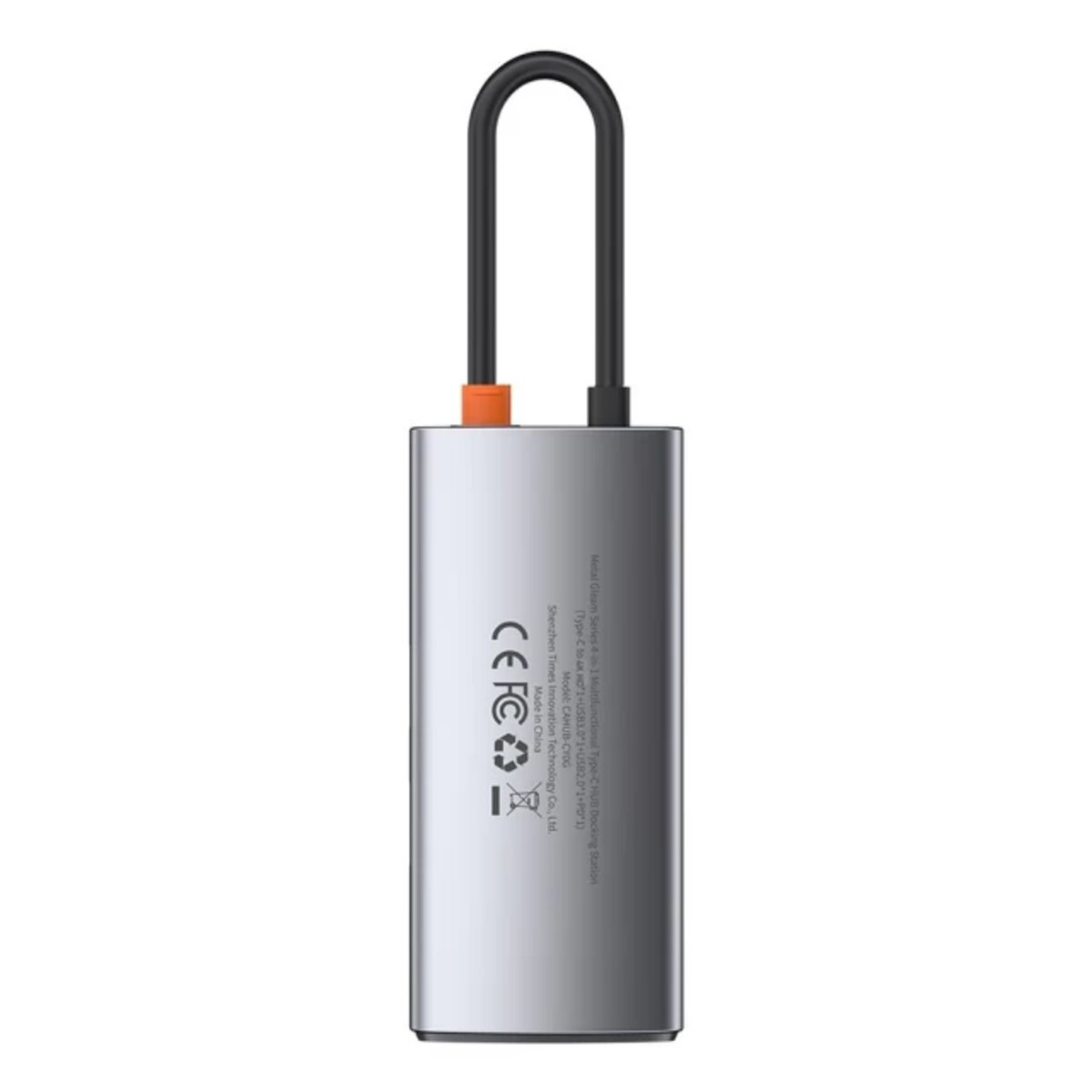 USB-хаб Baseus Metal Gleam Series 4-in-1 Multifunctional Type-C HUB Docking Station Gray(Type-C to HDMI*1+USB3.0*1+USB2.0*1+PD*1) Фотографія №4 USB-хаб Baseus Metal Gleam Series 4-in-1 Multifunctional Type-C HUB Docking Station Gray(Type-C to HDMI*1+USB3.0*1+USB2.0*1+PD*1) на малюнкі №4