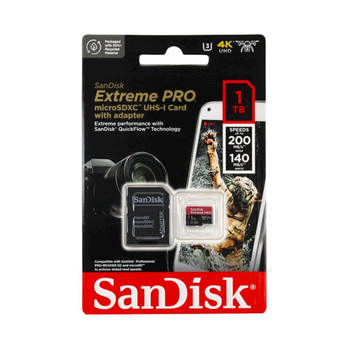 Карта памяті microSDXC (UHS-1 U3) SanDisk Extreme Pro A2 1TB class 10 V30 (R200MB/s,W140MB/s) (adapter) Фото 2 Карта памяті microSDXC (UHS-1 U3) SanDisk Extreme Pro A2 1TB class 10 V30 (R200MB/s,W140MB/s) (adapter) на картинке №2