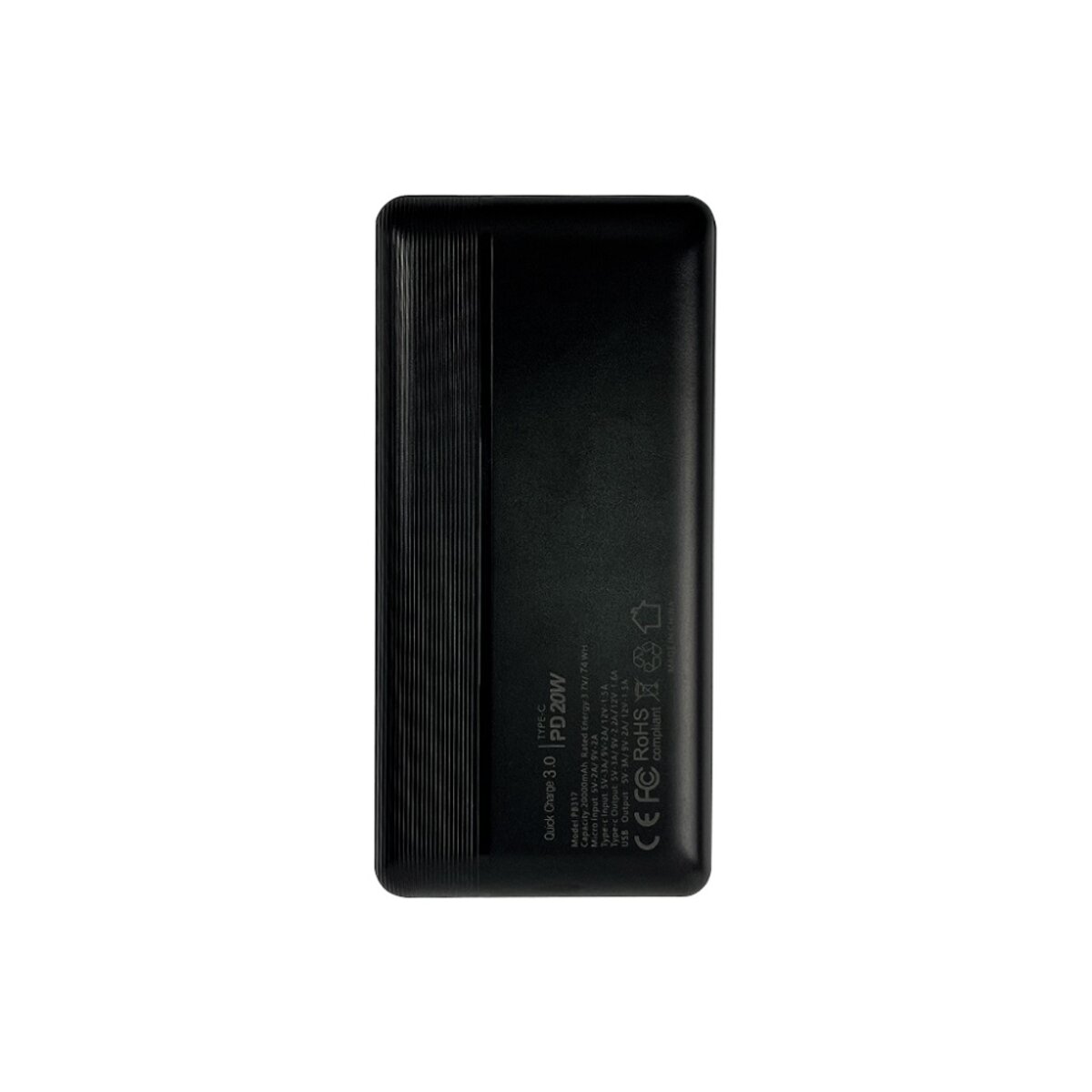 Зовнішній акумулятор Mibrand No Logo 20000mAh Black Bulk(No box) на картинке №2
