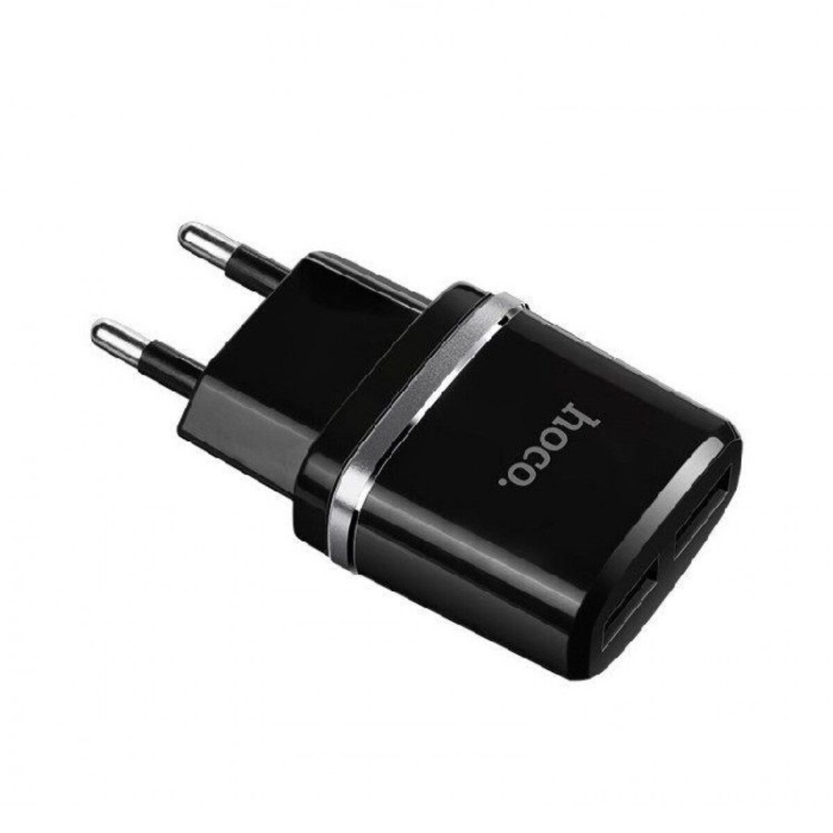 Мережевий зарядний пристрій HOCO C12 Smart dual USB charger Black на картинке №4