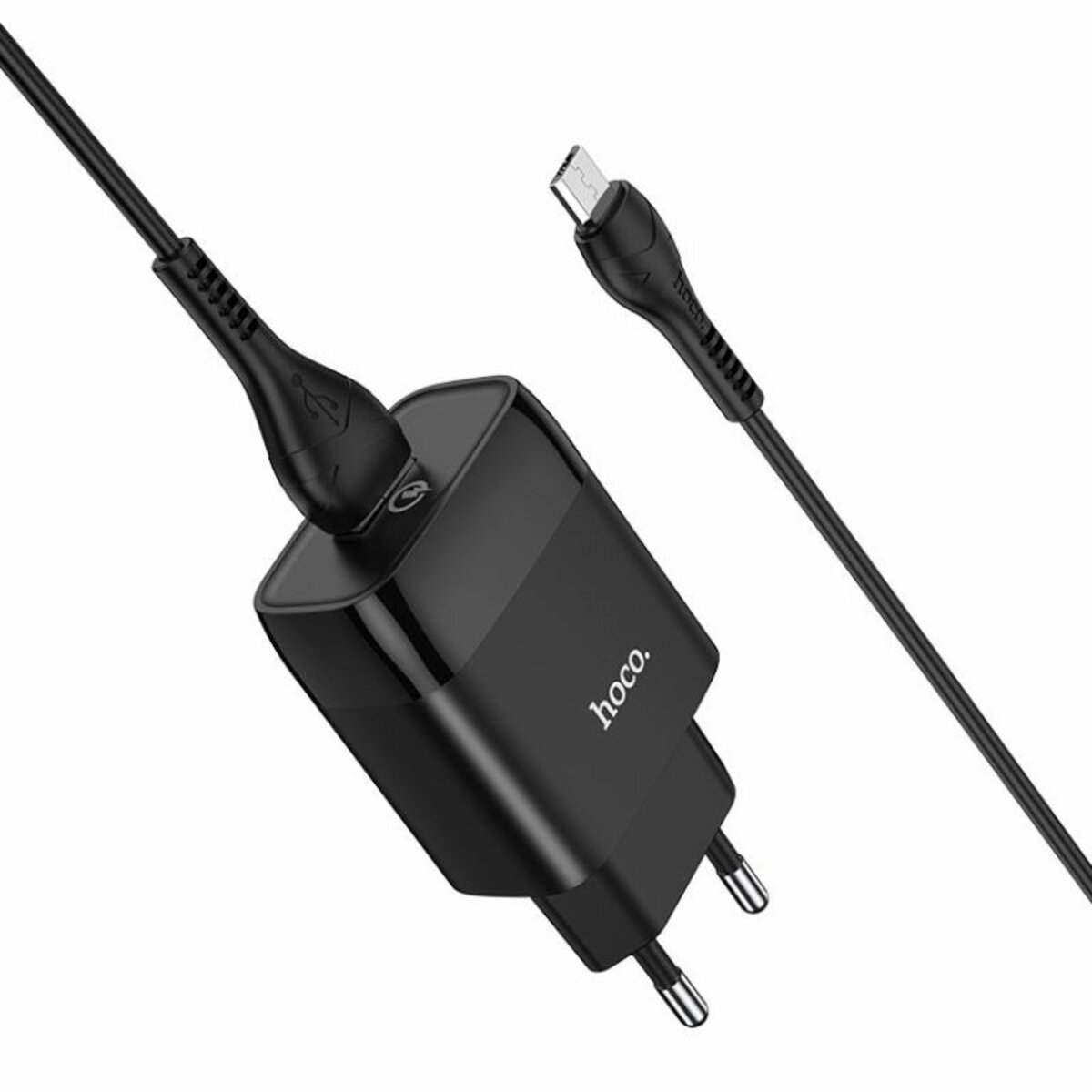 Мережевий зарядний пристрій HOCO C72Q Glorious single port QC3.0 charger set(Micro) 18W Black (6931474732521) на картинке №2