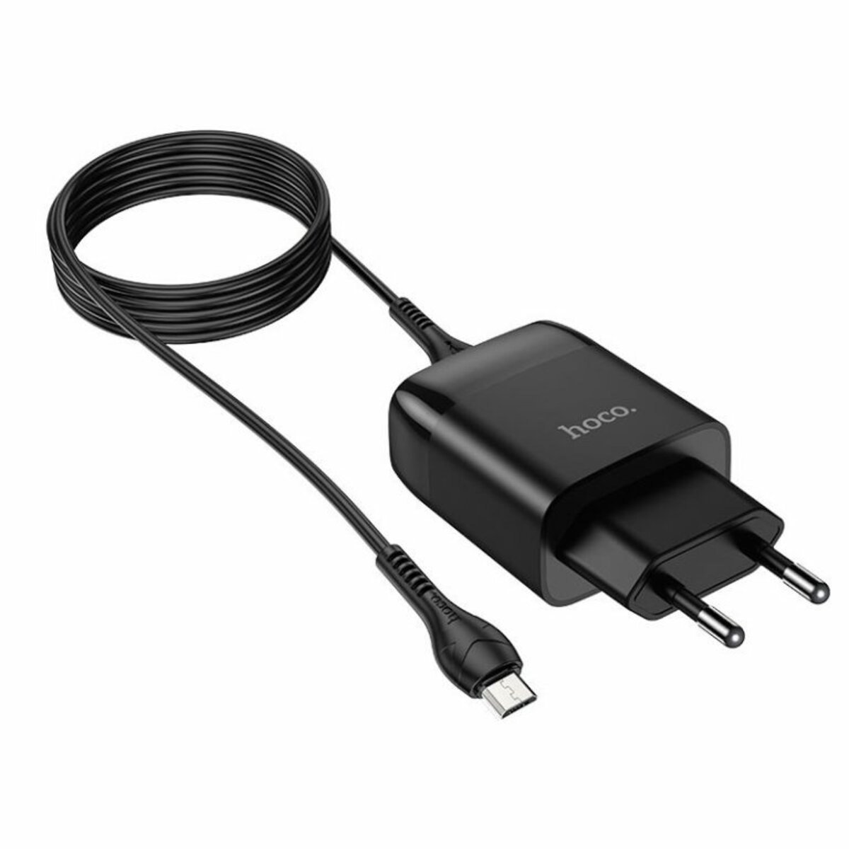 Мережевий зарядний пристрій HOCO C72Q Glorious single port QC3.0 charger set(Micro) 18W Black (6931474732521) на картинке №3