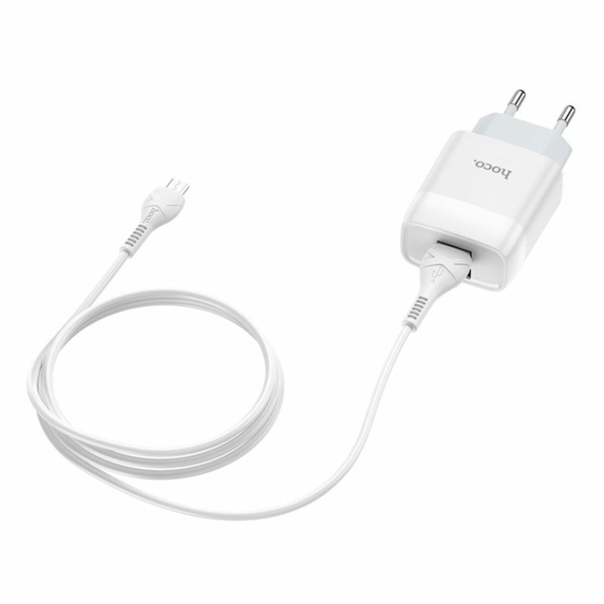 Мережевий зарядний пристрій HOCO C73A Glorious dual port charger set(Micro) 12W White на картинке №3