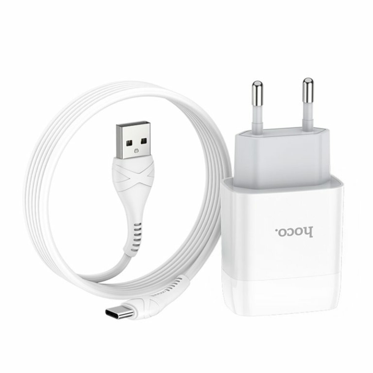 Мережевий зарядний пристрій HOCO C72A Glorious single port charger set(Type-C) 10.5W White на картинке №3