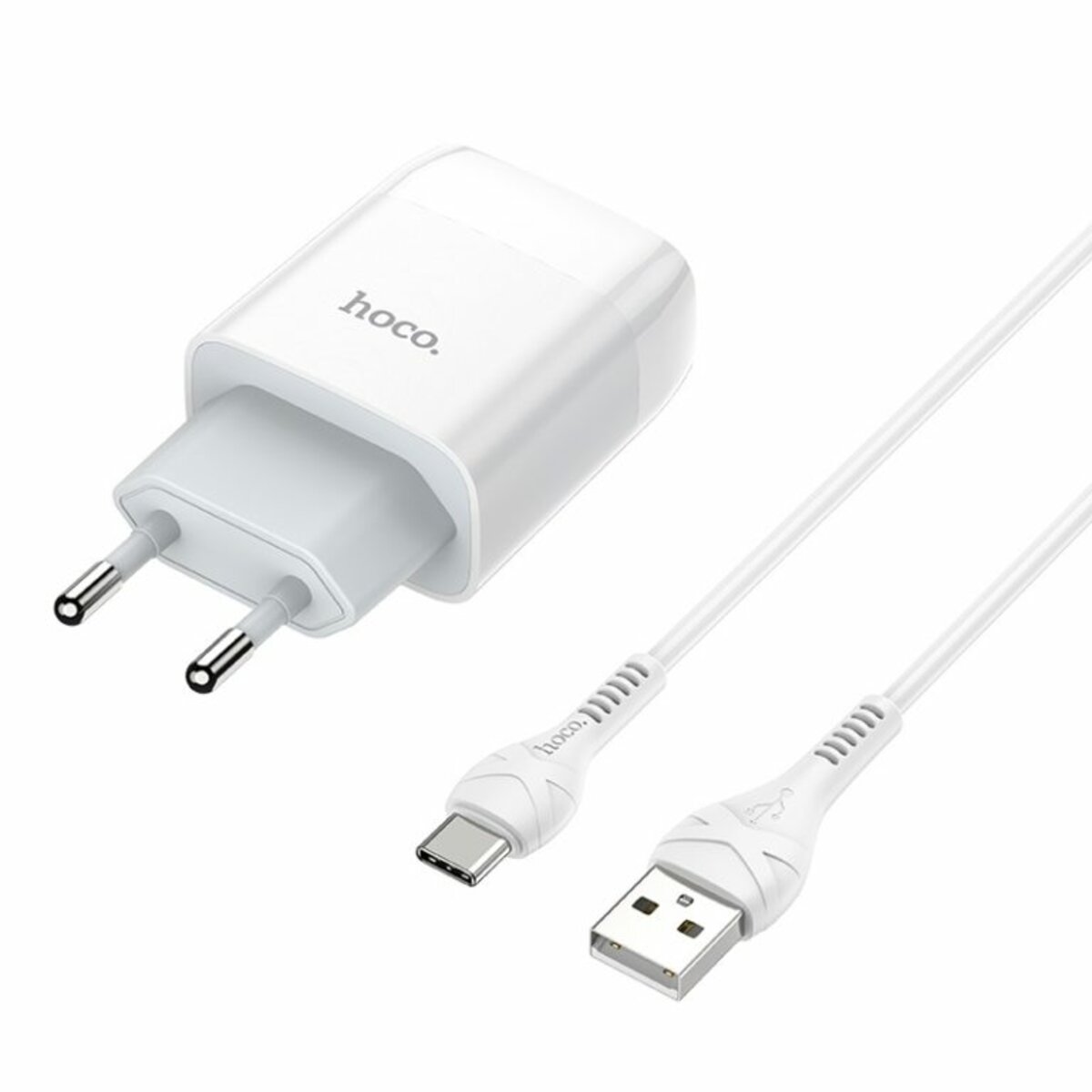Мережевий зарядний пристрій HOCO C72A Glorious single port charger set(Type-C) 10.5W White на картинке №1