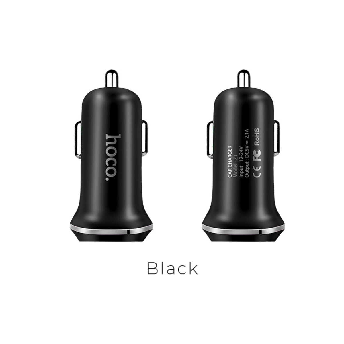 Автомобільний зарядний пристрій HOCO Z1 double ported Car Charger Black на малюнкі №3