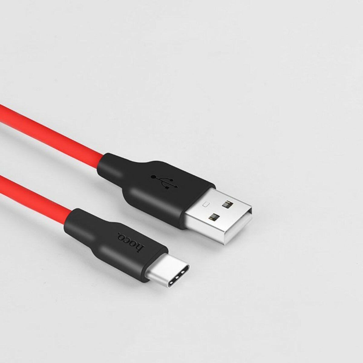 Кабель HOCO X21 USB to Type-C 2A, 1m, silicone, TPE connectors,  Black+Red на малюнкі №3