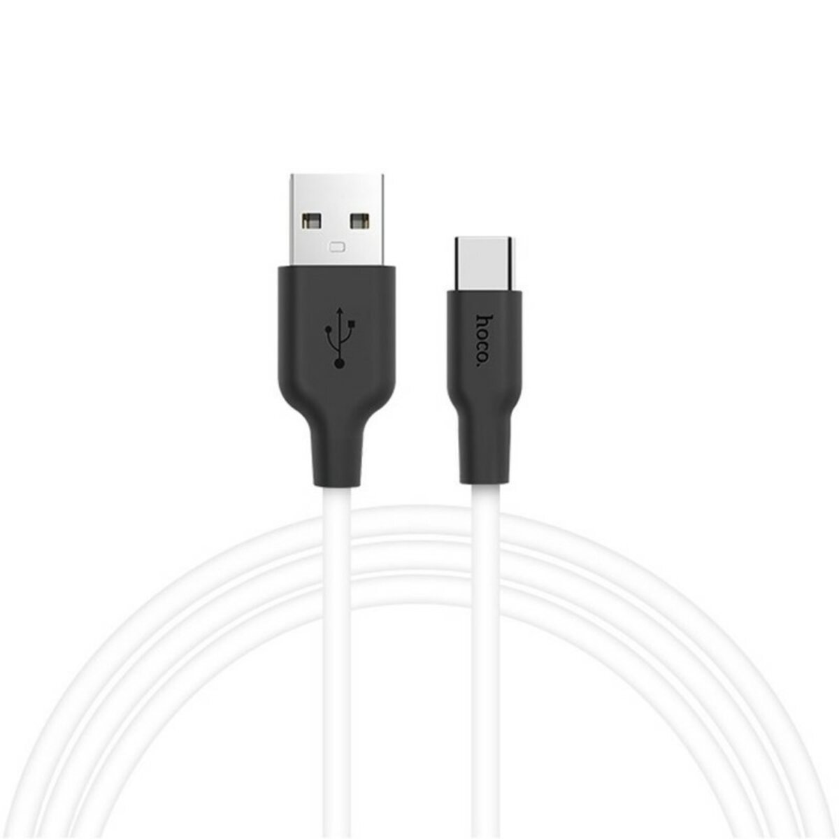 Кабель HOCO X21 USB to Type-C 2A, 1m, silicone, TPE connectors, Black+White на картинке №1