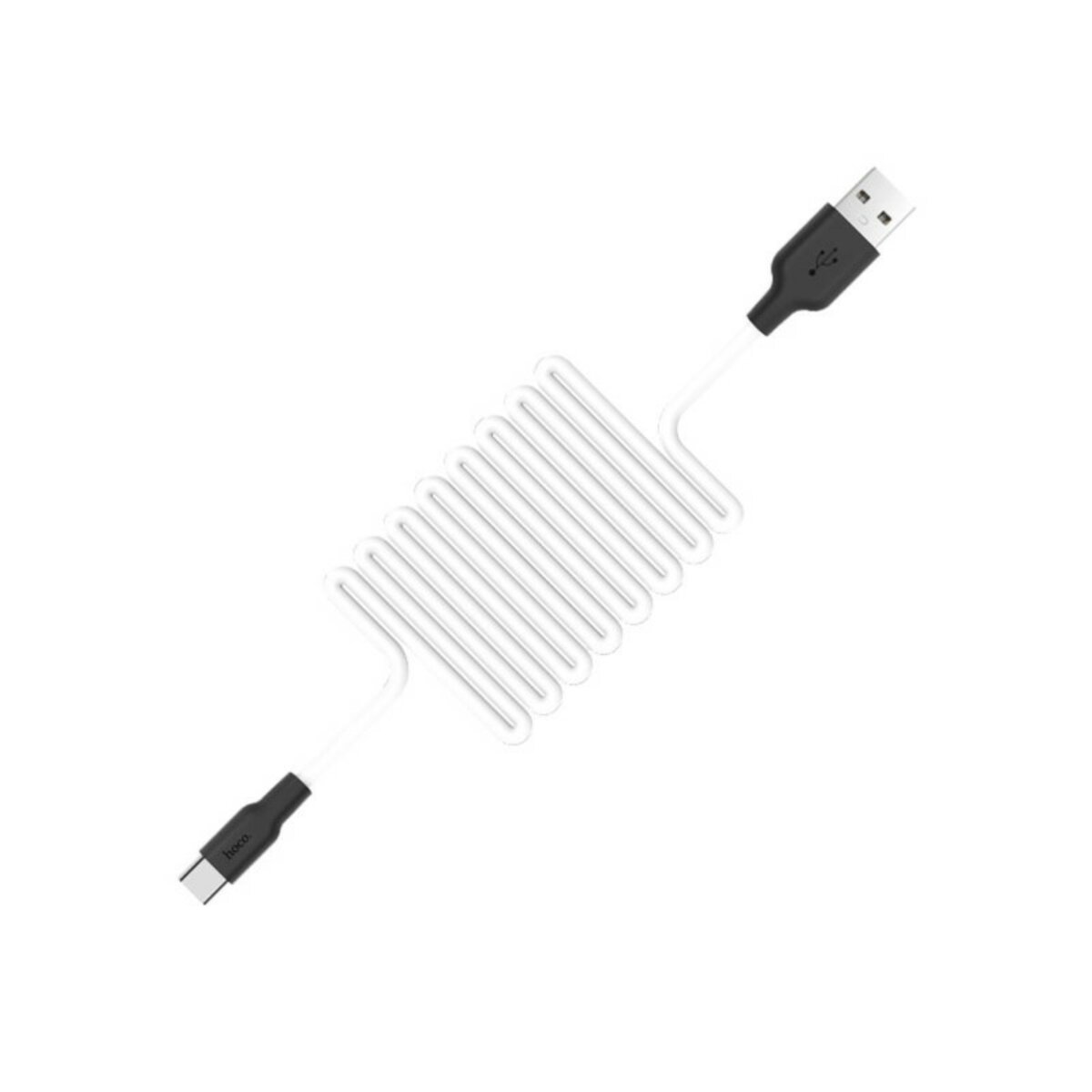 Кабель HOCO X21 USB to Type-C 2A, 1m, silicone, TPE connectors, Black+White на картинке №2
