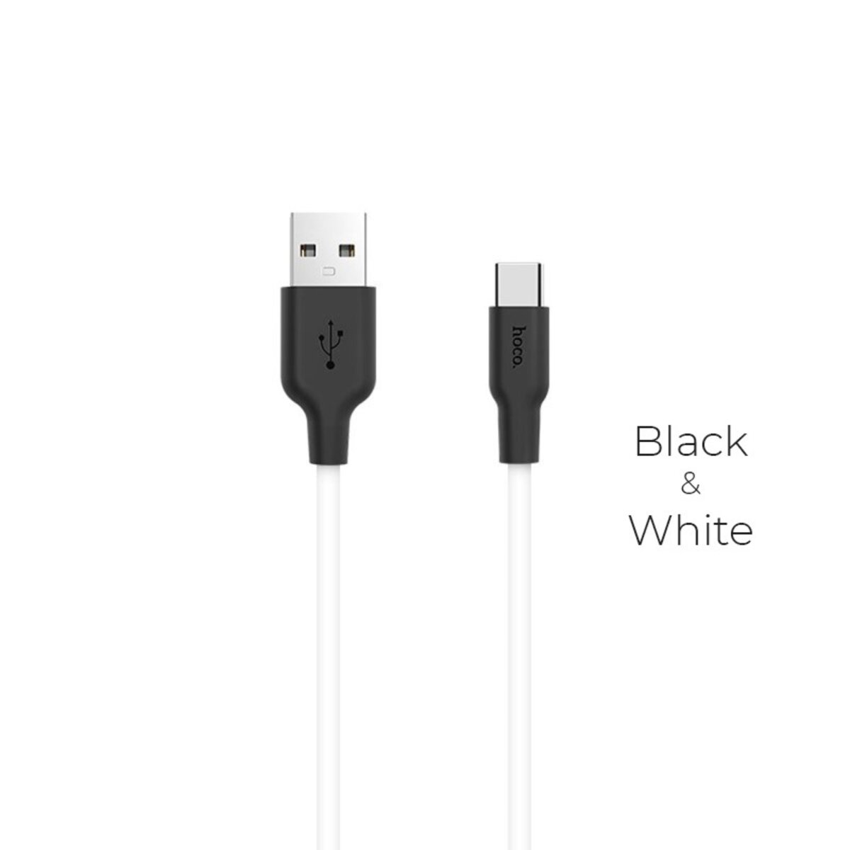 Кабель HOCO X21 USB to Type-C 2A, 1m, silicone, TPE connectors, Black+White на картинке №4