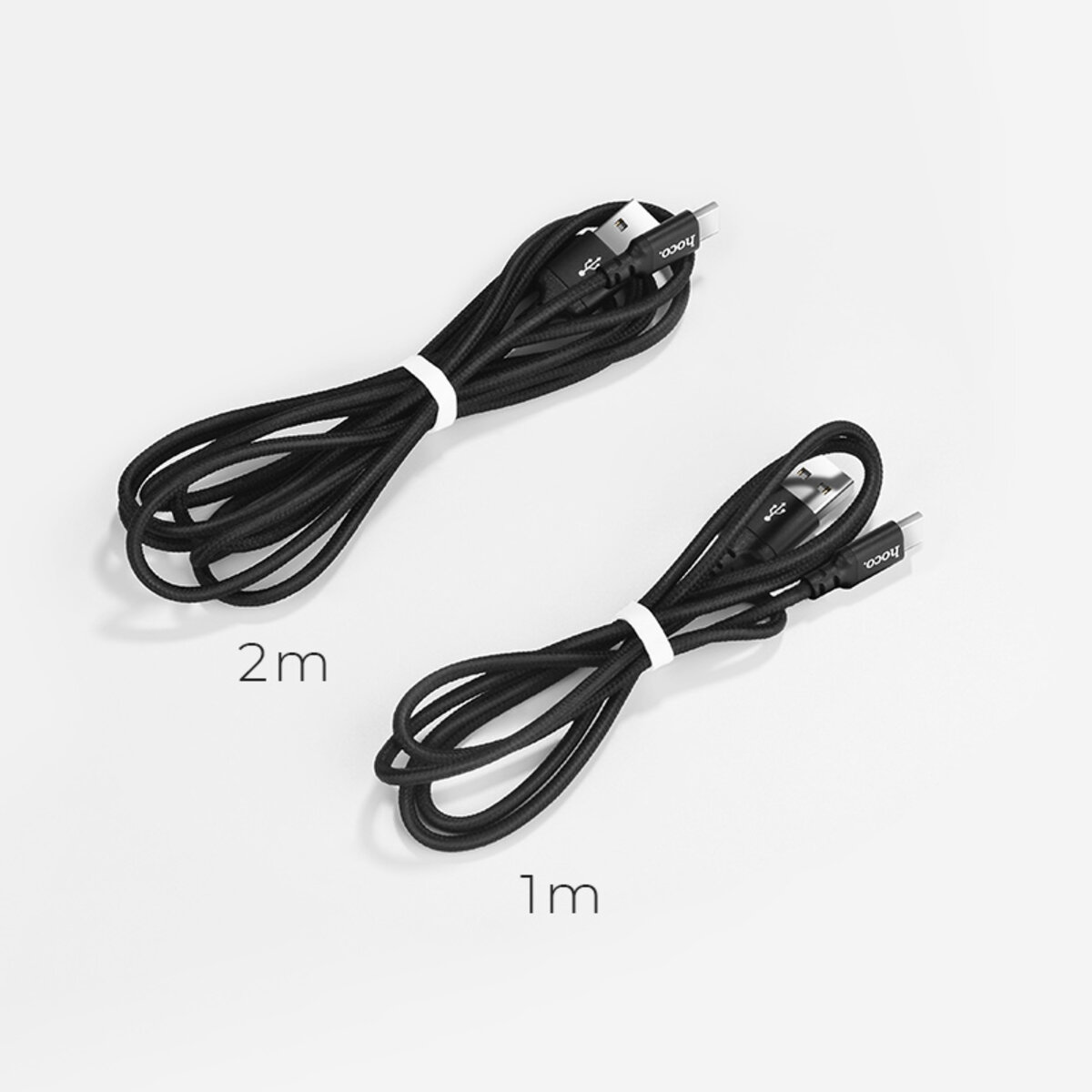 Кабель HOCO X14 USB to Type-C 2A, 2m, nylon, aluminum connectors, Black на малюнкі №3