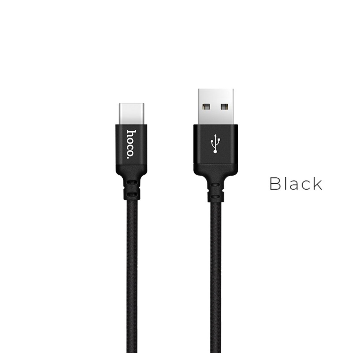 Кабель HOCO X14 USB to Type-C 2A, 2m, nylon, aluminum connectors, Black на малюнкі №1