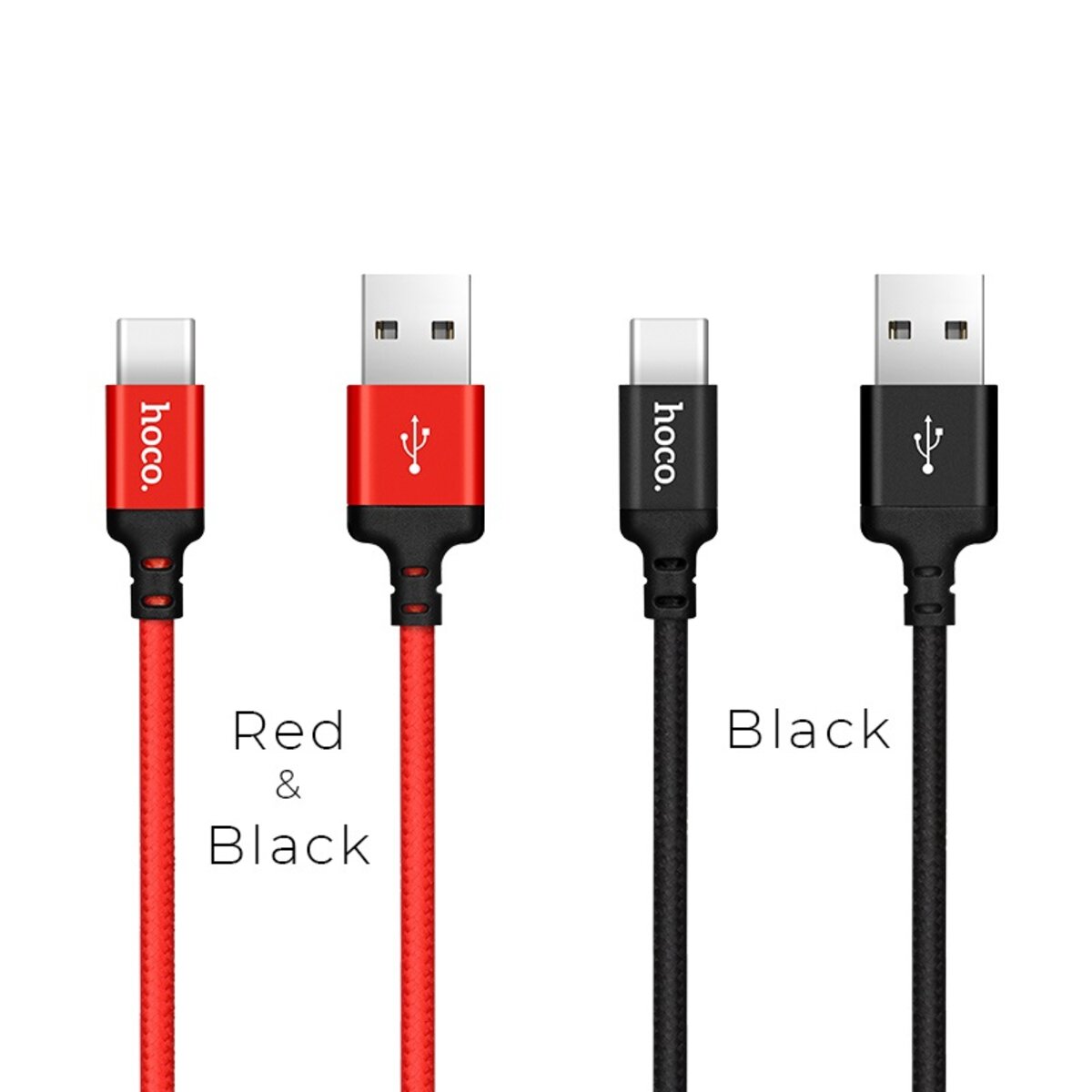 Кабель HOCO X14 USB to Type-C 2A, 2m, nylon, aluminum connectors, Black на малюнкі №2