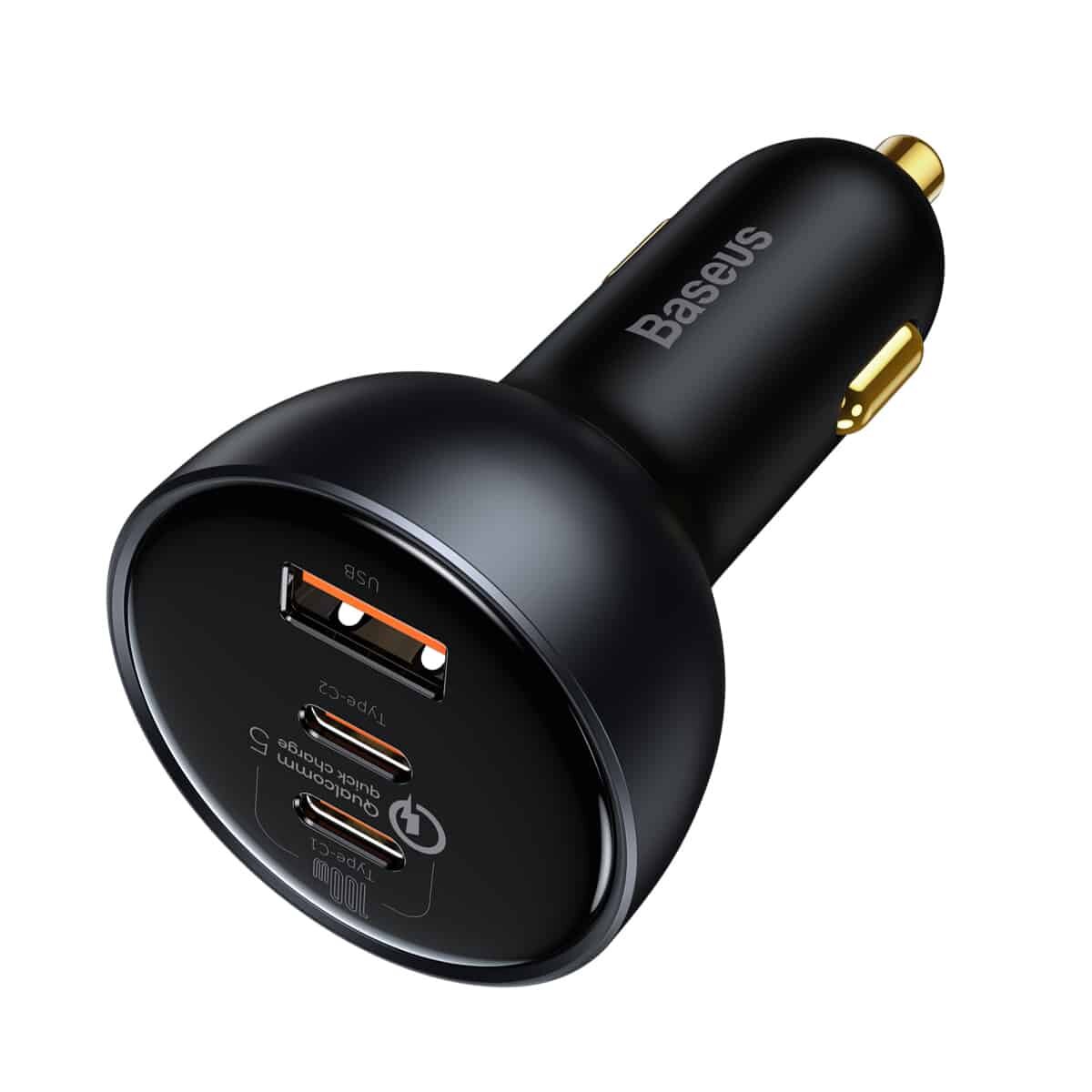 Автомобільний зарядний пристрій Baseus Qualcomm Quick Charge 5 Technology Multi-Port Fast Charge Car Charger C+C+U 160W set Gray на картинке №4