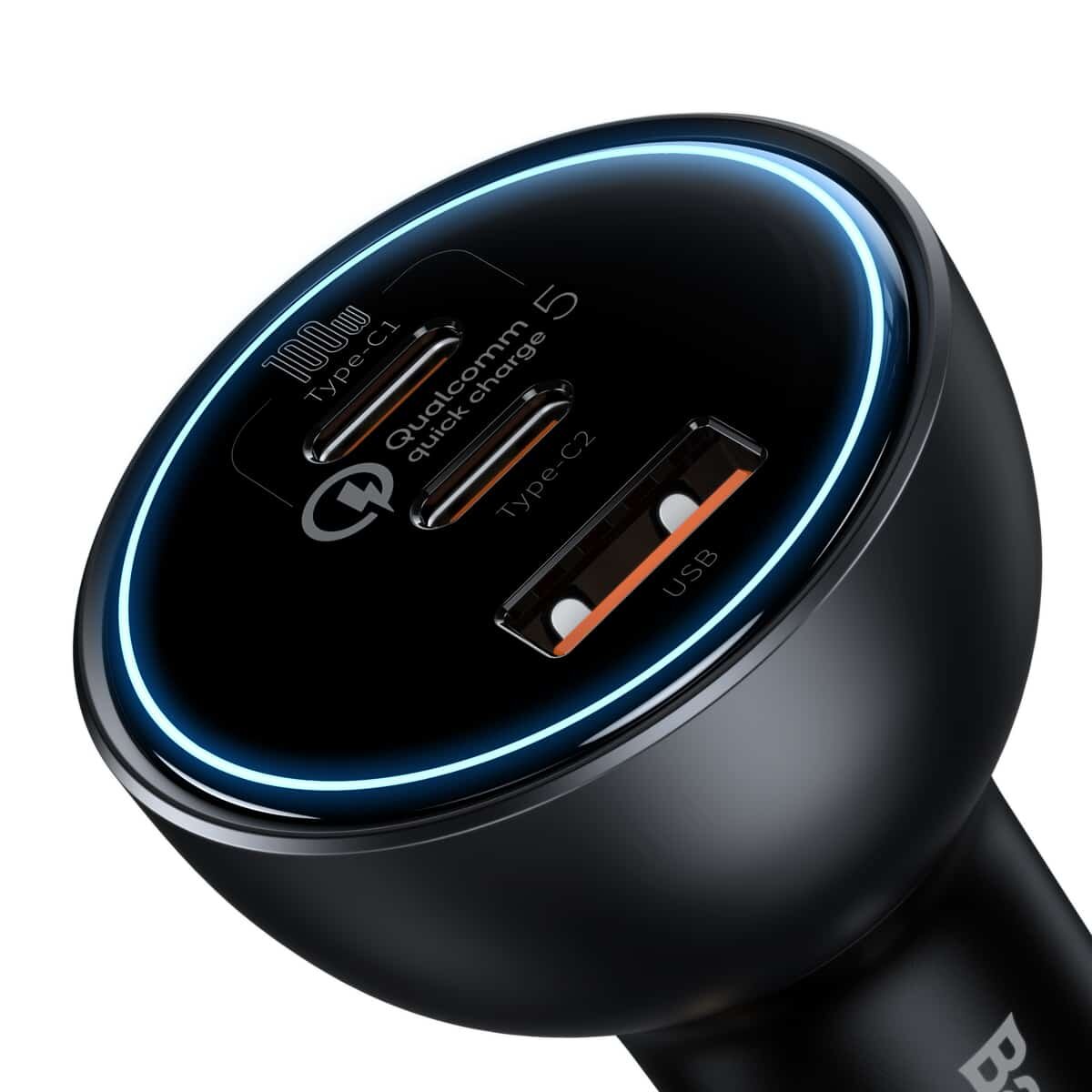 Автомобільний зарядний пристрій Baseus Qualcomm Quick Charge 5 Technology Multi-Port Fast Charge Car Charger C+C+U 160W set Gray на картинке №5