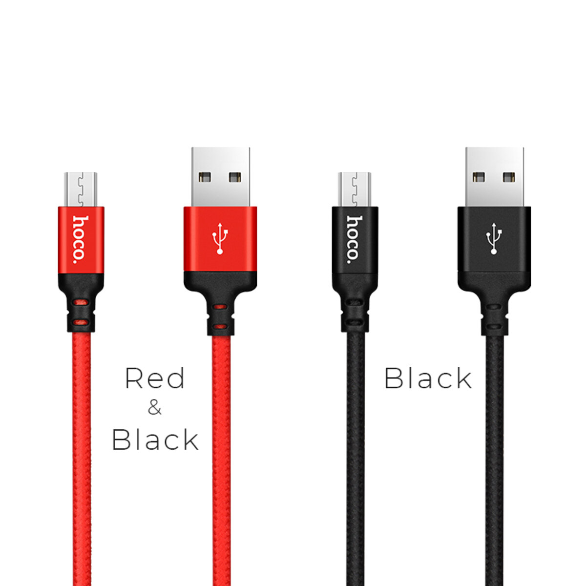 Кабель HOCO X14 USB to Micro 2A, 2m, nylon, aluminum connectors, Black на малюнкі №2