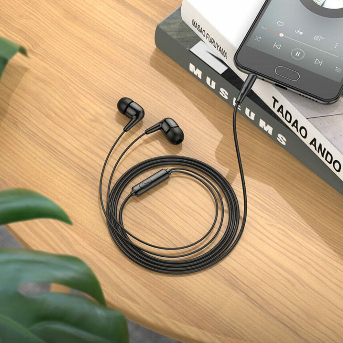 Навушники HOCO M97 Enjoy universal earphones with mic Black на картинке №4