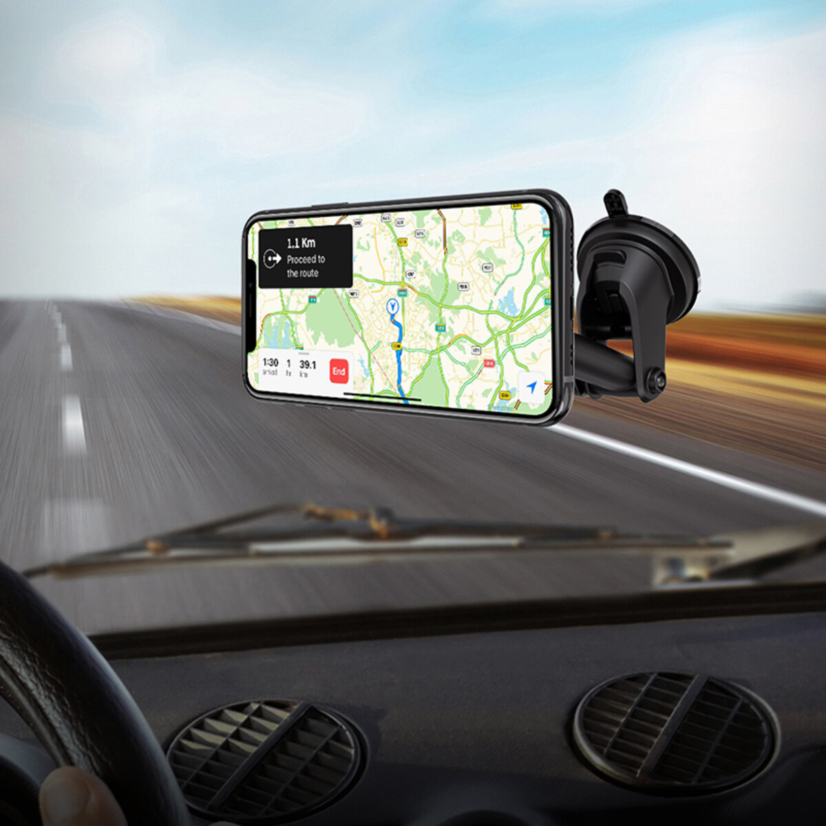 Автотримач для телефона HOCO CA67 Sagittarius series stretch magnetic car holder Black на малюнкі №8