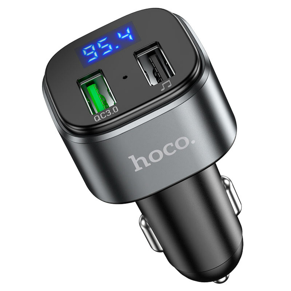 АЗП з FM-модулятором HOCO E67 Fighter QC3.0 18W car BT FM transmitter Black (6931474762122) на картинке №2