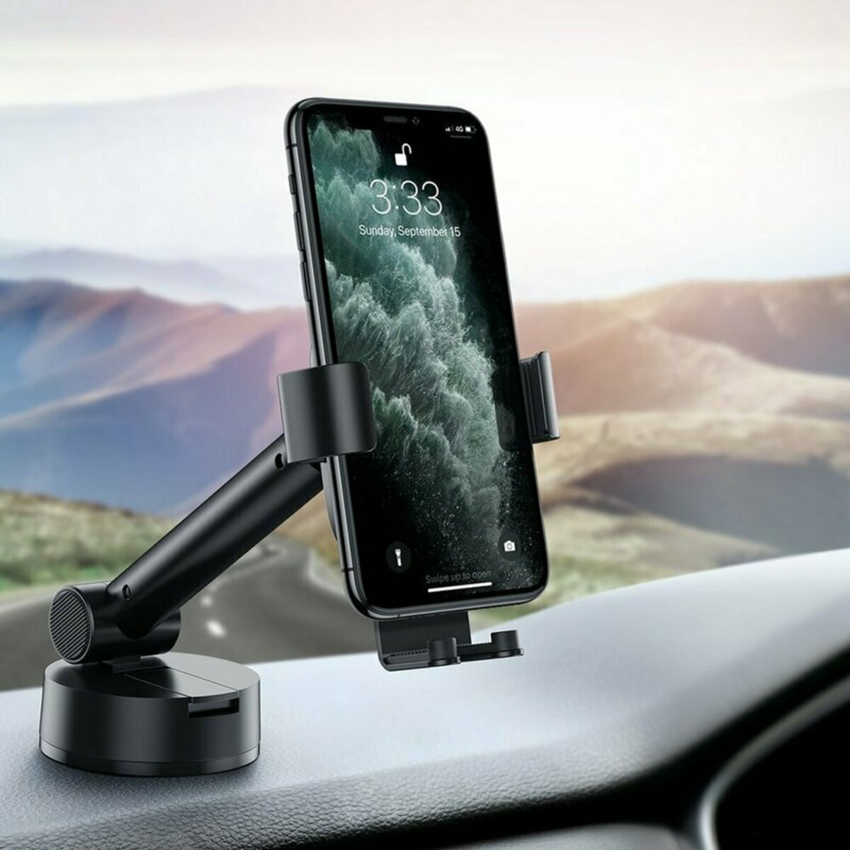 Автотримач для телефона Baseus Simplism gravity car mount holder with suction base Black на малюнкі №8