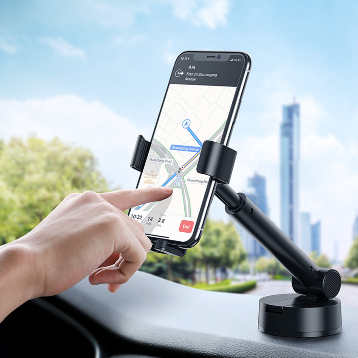 Автотримач для телефона Baseus Simplism gravity car mount holder with suction base Black на малюнкі №7