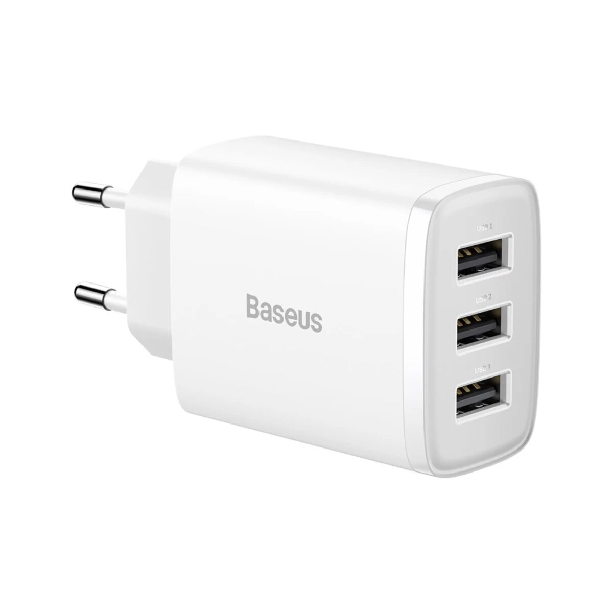 Мережевий зарядний пристрій Baseus Compact  Charger 3U 17W EU White на картинке №1