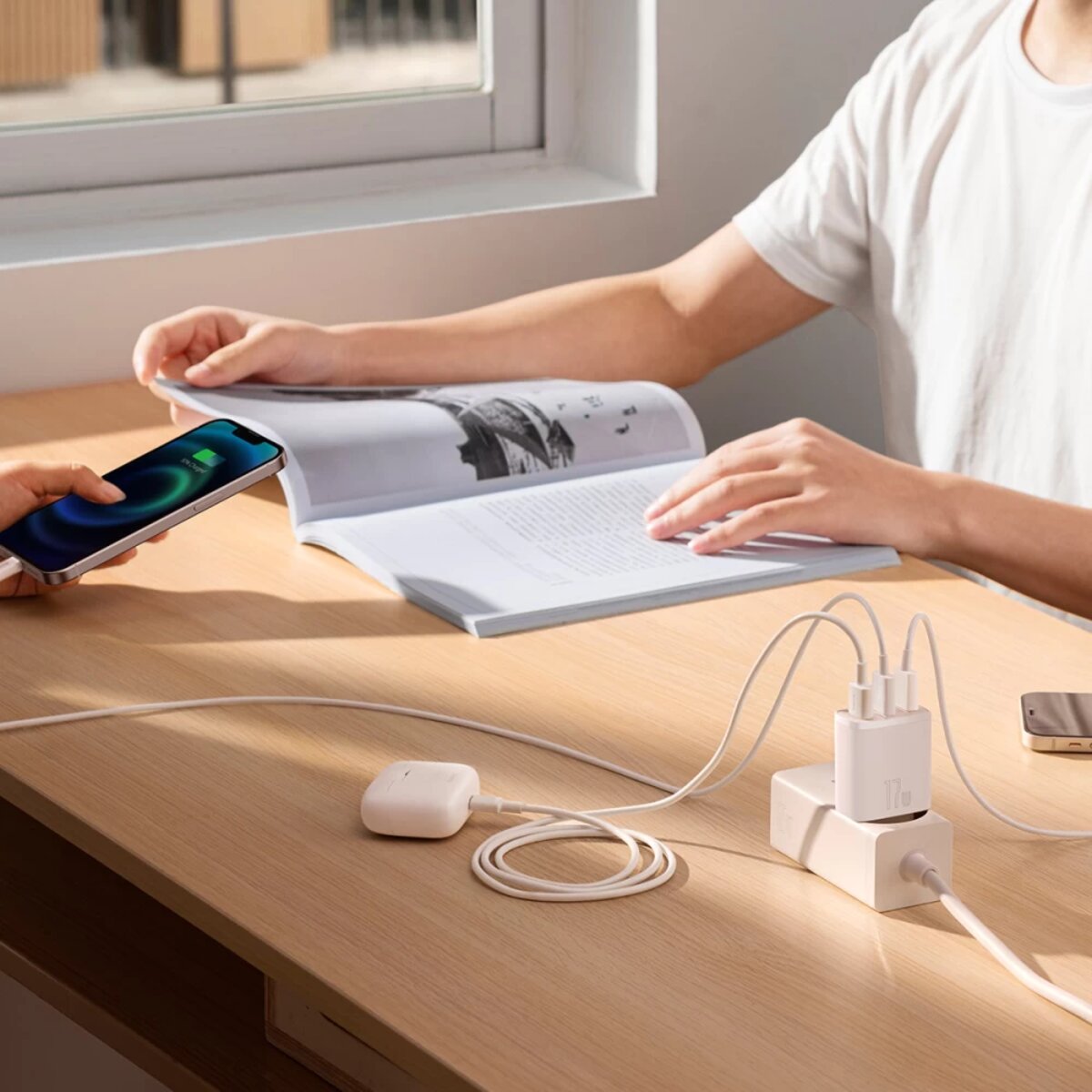 Мережевий зарядний пристрій Baseus Compact  Charger 3U 17W EU White на картинке №6