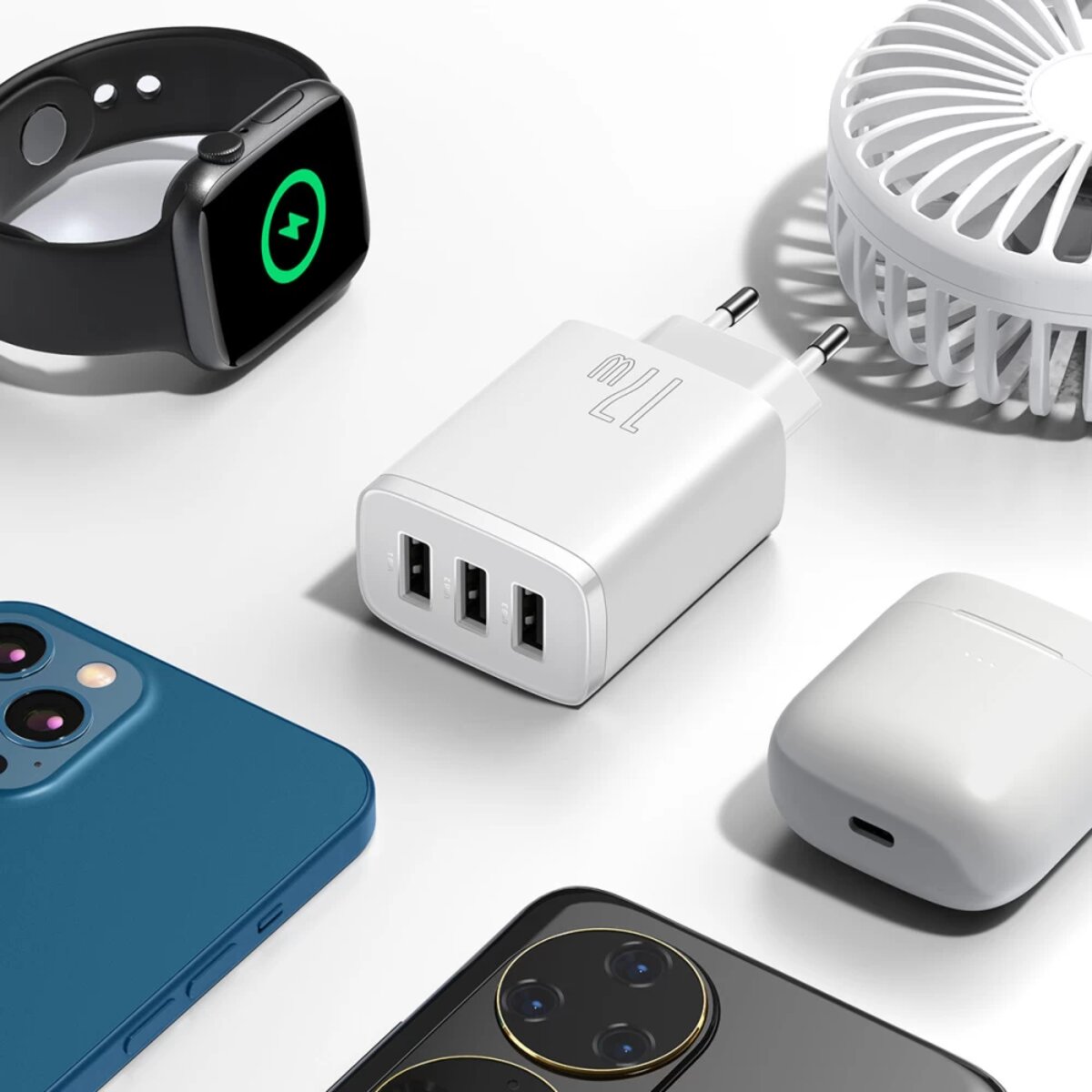 Мережевий зарядний пристрій Baseus Compact  Charger 3U 17W EU White на картинке №5