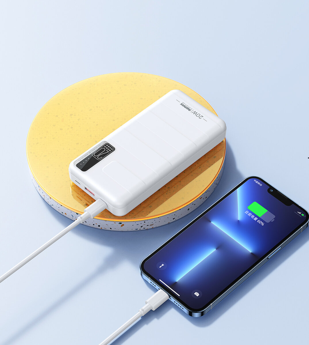 Зовнішній акумулятор REMAX Noah Series 20W+22.5W PD+QC Fast Charging Power Bank 20000mAh  RPP-316 White на малюнкі №2