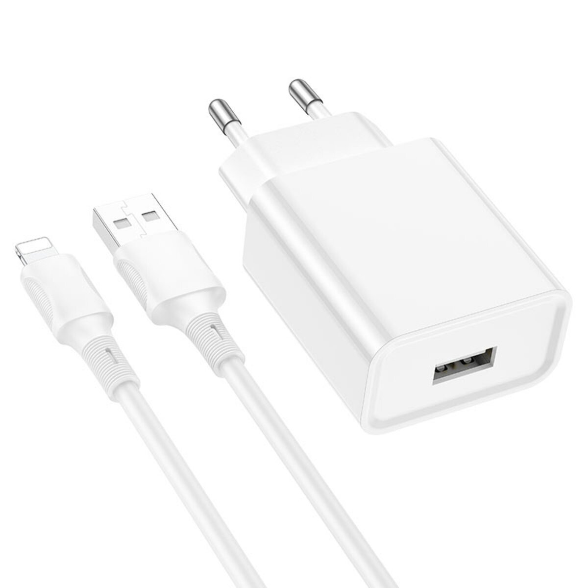 Мережевий зарядний пристрій BOROFONE BA74A Aspirer single port charger set(iP) White (BA74ALW) смотреть фото №1