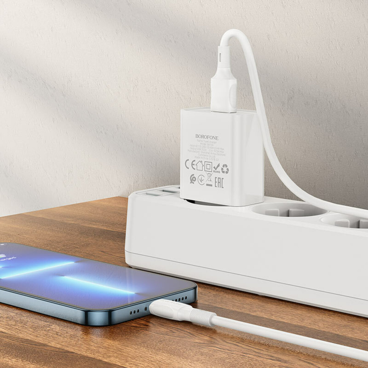 Мережевий зарядний пристрій BOROFONE BA74A Aspirer single port charger set(iP) White (BA74ALW) смотреть фото №6