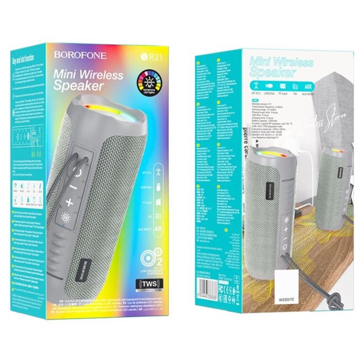 Портативна колонка BOROFONE BR21 Sports BT speaker Grey на малюнкі №3