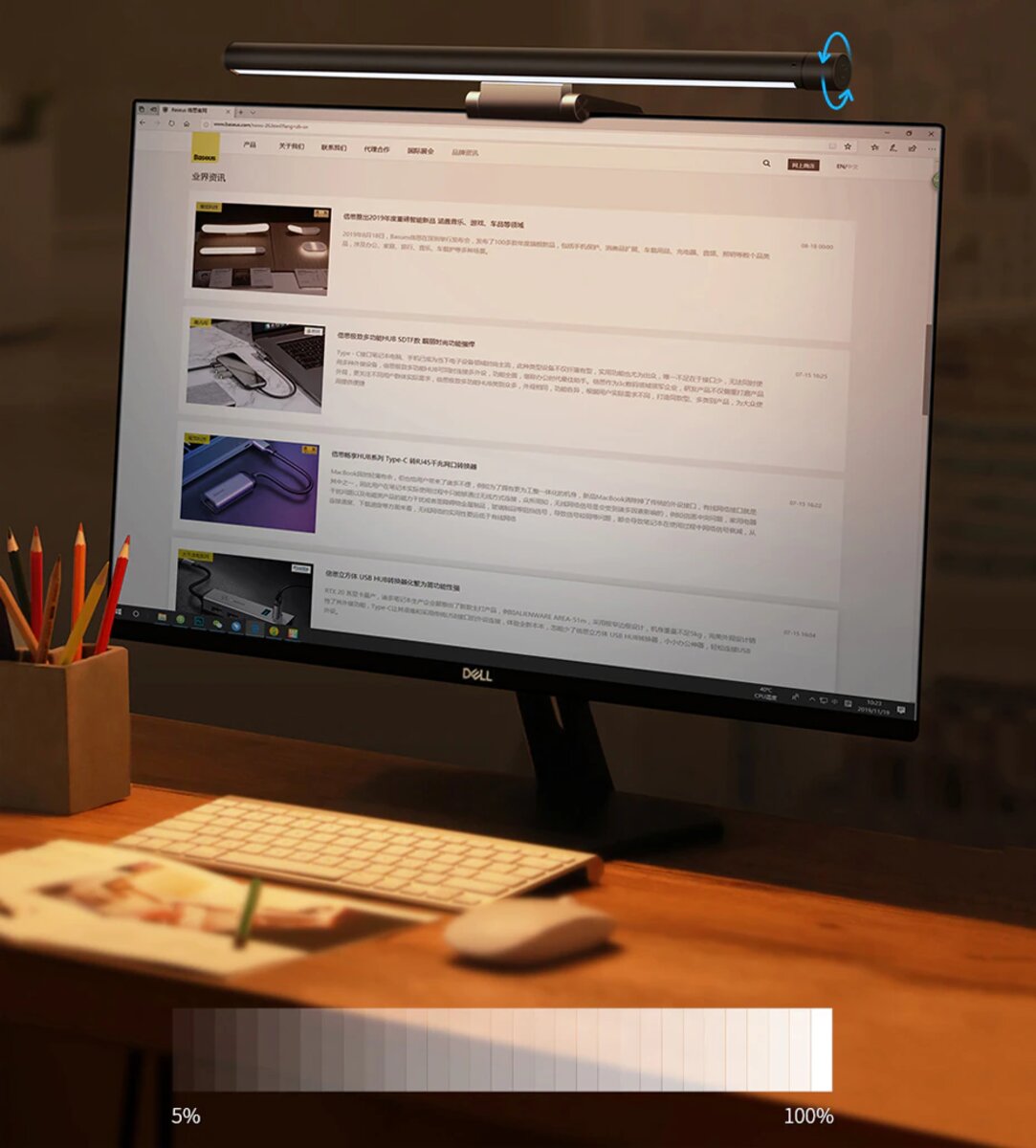 Лампа для монітора Baseus i-wok Series USB Asymmetric Light Source Screen Hanging Light (fighting) Pro Black на картинке №7