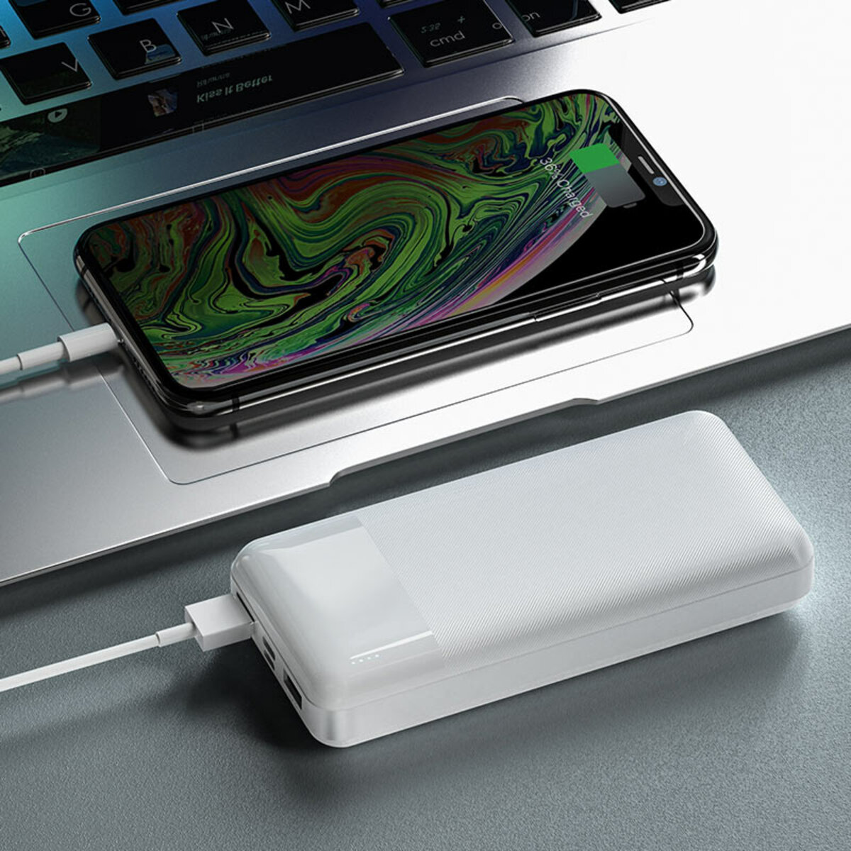 Зовнішній акумулятор HOCO J72A Easy travel power bank(20000mAh) White на малюнкі №7