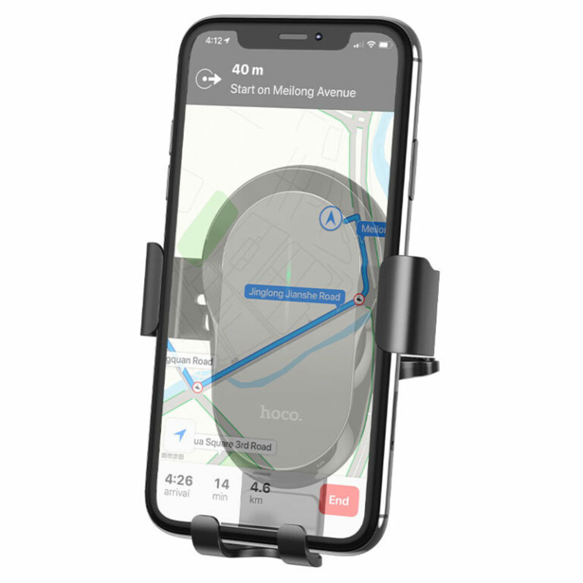 Тримач для мобiльного з БЗП HOCO CA105 Guide three-axis linkage wireless charging car holder Black (6931474762443) смотреть фото №6