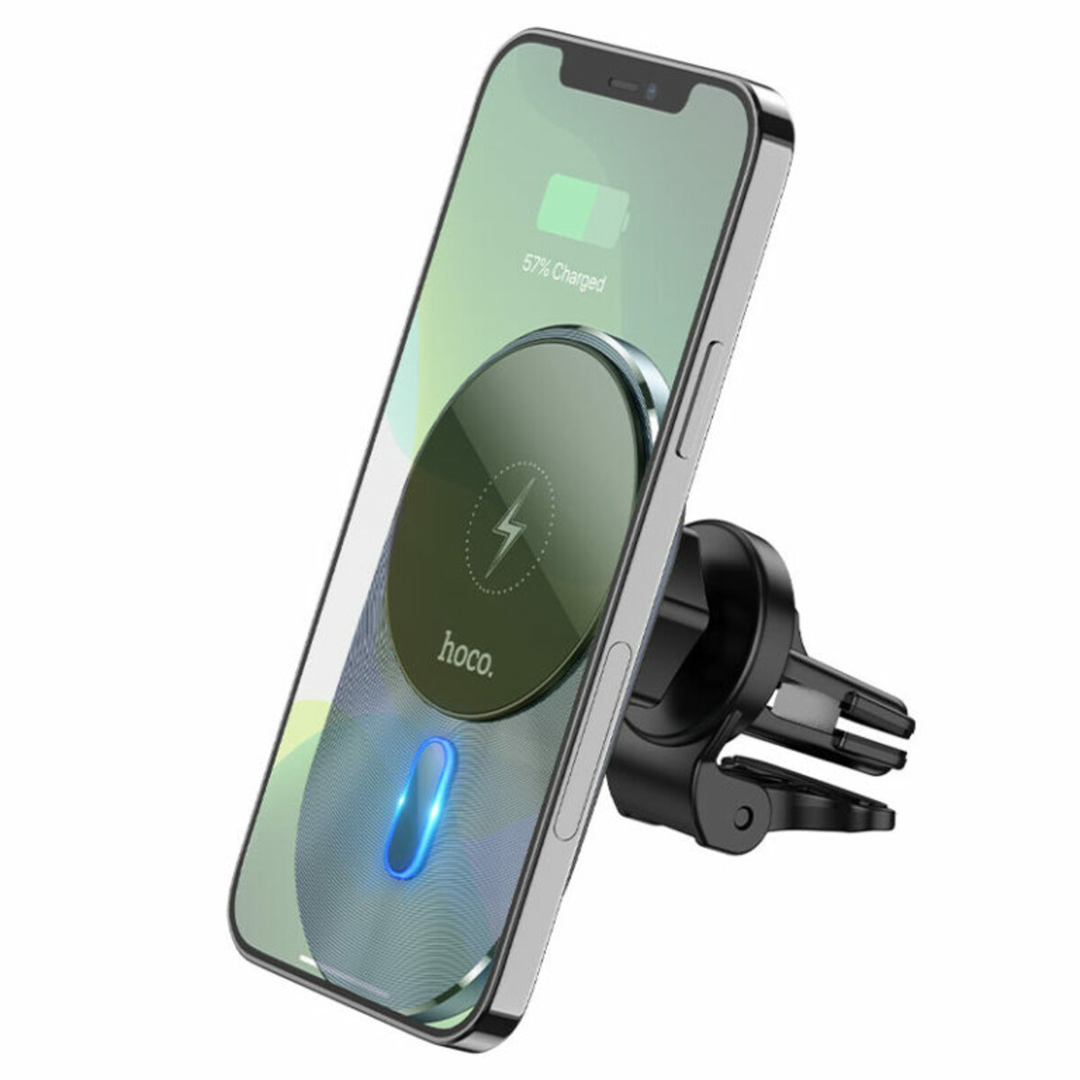 Тримач для мобiльного з БЗП HOCO CA91 Magic magnetic wireless fast charging car holder Gray (6931474753465) смотреть фото №5