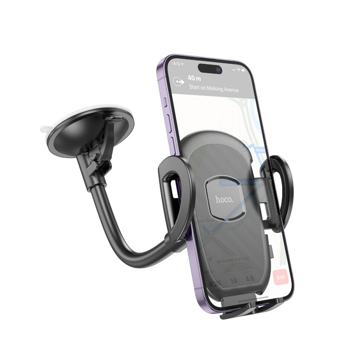 Автотримач для телефона HOCO H10 General car holder(windshield) Black на малюнкі №3