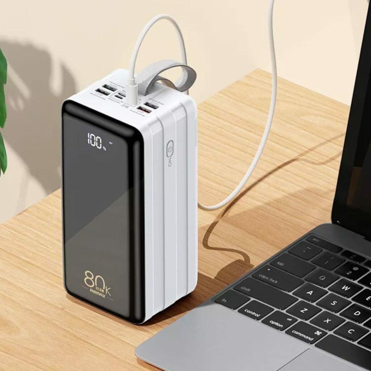 Зовнішній акумулятор REMAX Chinen Series 22.5W  PD+QC  Multi-compatible Fast Charging Power Bank with LED Light  80000mAh RPP-291 White на малюнкі №3