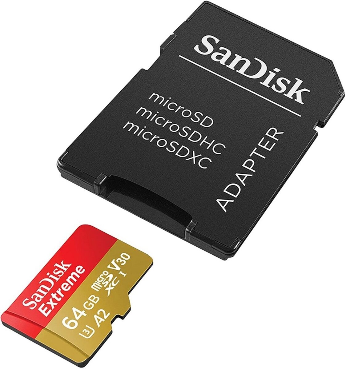 Карта памяті microSDXC (UHS-1 U3) SanDisk Extreme A2 64Gb class 10 V30 (R170MB/s,W80MB/s) (adapter SD) (SDSQXAH-064G-GN6MA) Фото 1 Карта памяті microSDXC (UHS-1 U3) SanDisk Extreme A2 64Gb class 10 V30 (R170MB/s,W80MB/s) (adapter SD) (SDSQXAH-064G-GN6MA) на картинке №1