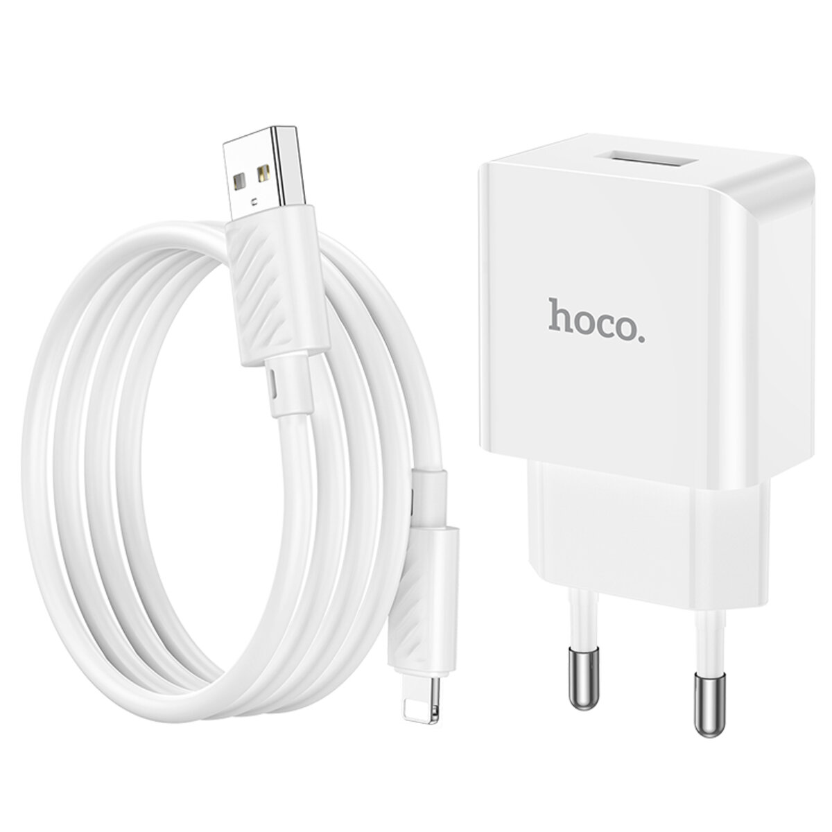 Мережевий зарядний пристрій HOCO C106A Leisure single port charger set(iP) 10.5W White Фотографія №6 Мережевий зарядний пристрій HOCO C106A Leisure single port charger set(iP) 10.5W White на малюнкі №6