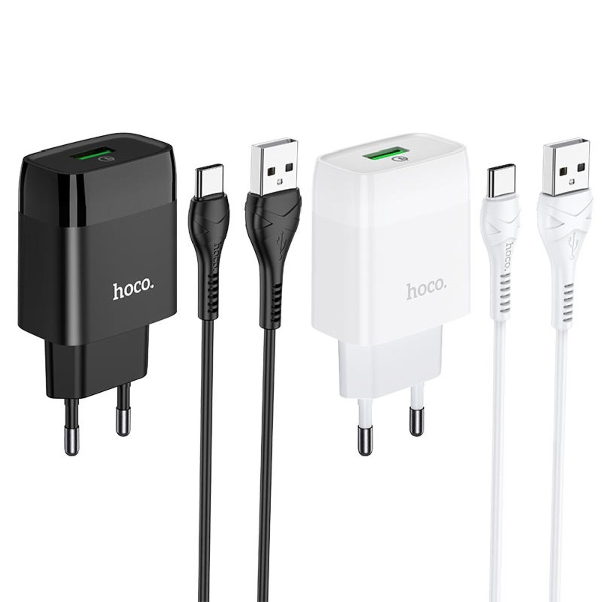 Мережевий зарядний пристрій HOCO C72Q Glorious single port QC3.0 charger set(Type-C) 18W White на картинке №5