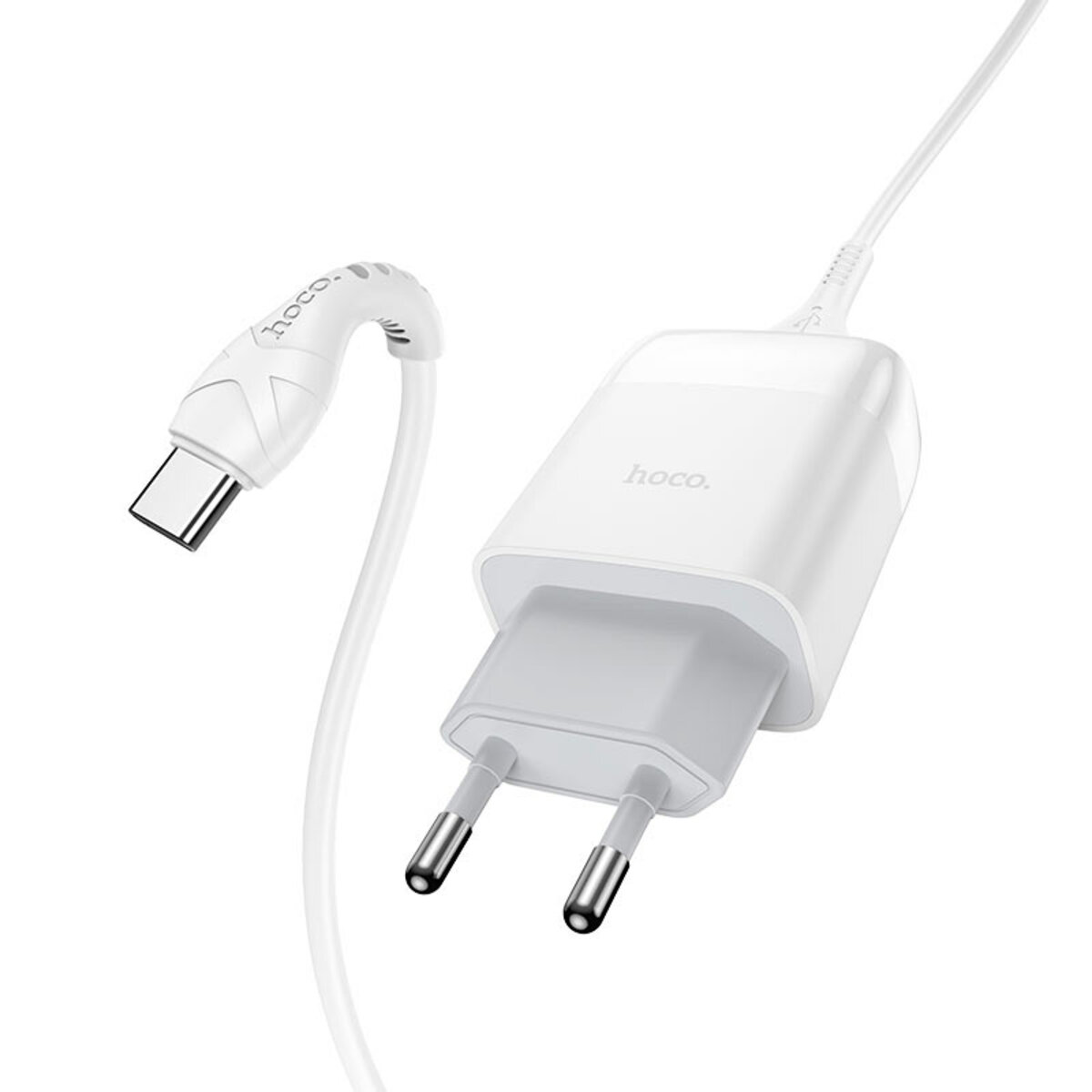 Мережевий зарядний пристрій HOCO C72Q Glorious single port QC3.0 charger set(Type-C) 18W White на картинке №2