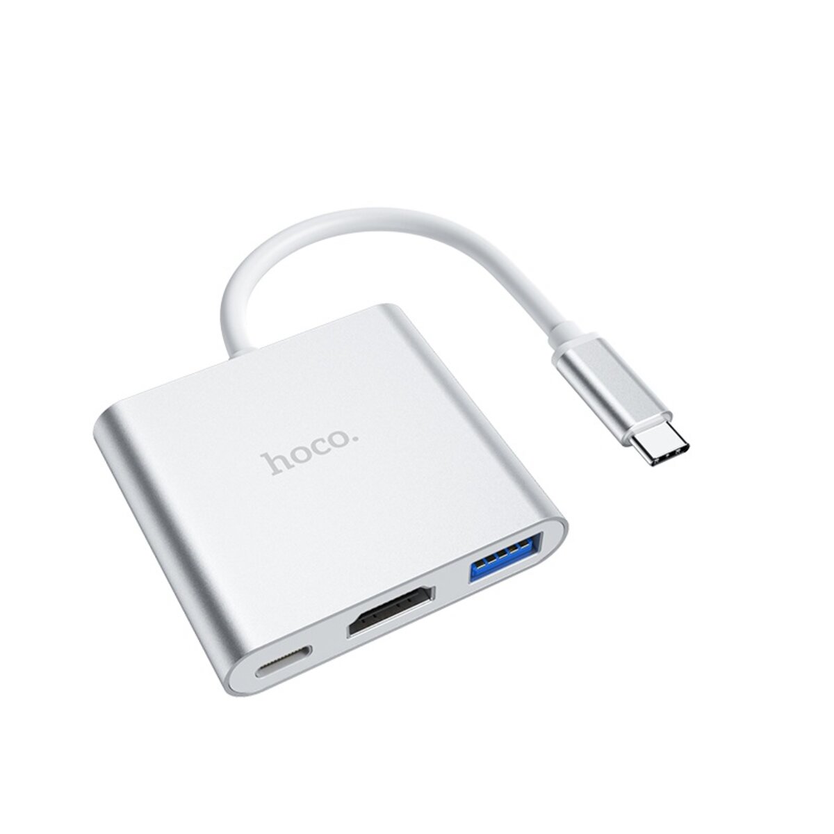 USB-хаб HOCO HB14 Easy use Type-C adapter(Type-C to USB3.0+HDMI+PD) Silver Фотографія №2 USB-хаб HOCO HB14 Easy use Type-C adapter(Type-C to USB3.0+HDMI+PD) Silver на малюнкі №2
