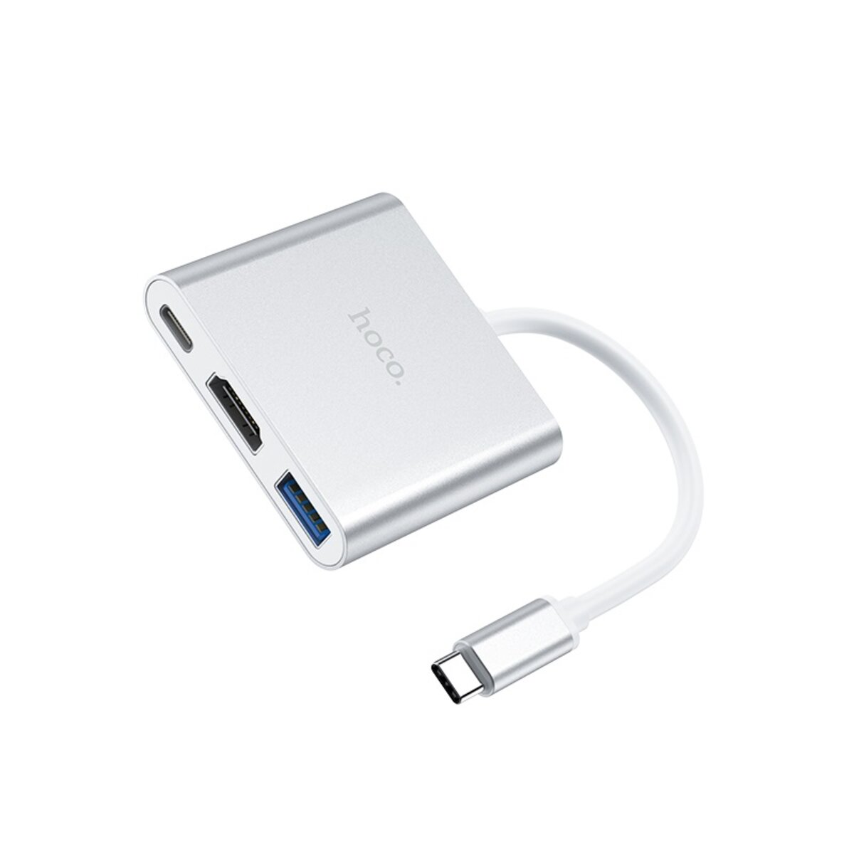 USB-хаб HOCO HB14 Easy use Type-C adapter(Type-C to USB3.0+HDMI+PD) Silver Фотографія №3 USB-хаб HOCO HB14 Easy use Type-C adapter(Type-C to USB3.0+HDMI+PD) Silver на малюнкі №3