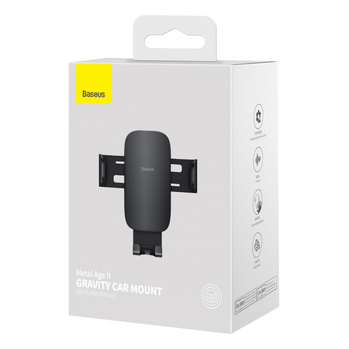 Автотримач для телефона Baseus Metal AgeⅡ Gravity Car Mount（Air Outlet Version）Black на картинке №6