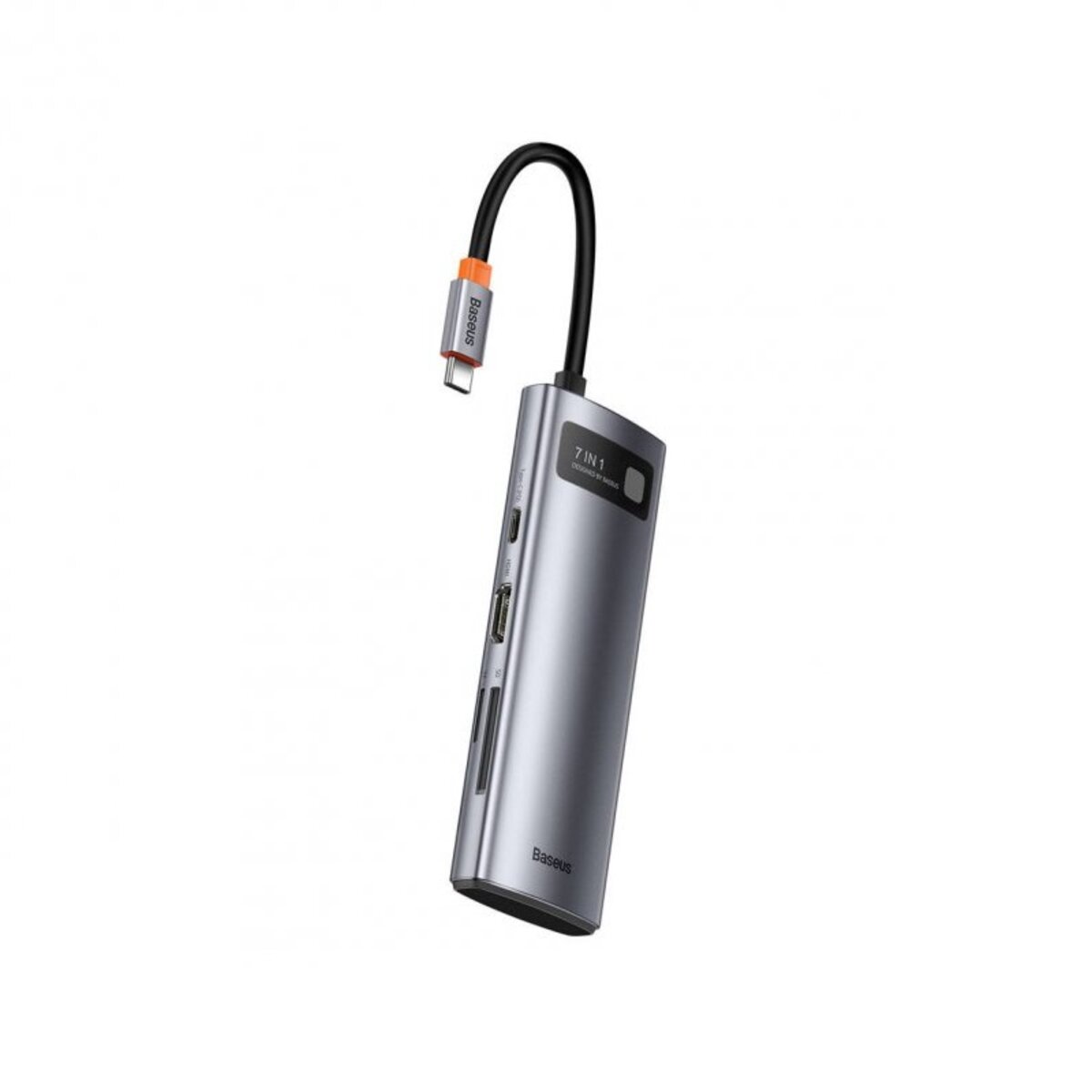 USB-хаб Baseus Metal Gleam Series 7-in-1 Multifunctional Type-C HUB Docking Station Gray(Type-C to HDMI*1+USB3.0*2+USB-C*1+PD*1+SD/TF*1) Фотографія №1 USB-хаб Baseus Metal Gleam Series 7-in-1 Multifunctional Type-C HUB Docking Station Gray(Type-C to HDMI*1+USB3.0*2+USB-C*1+PD*1+SD/TF*1) на малюнкі №1