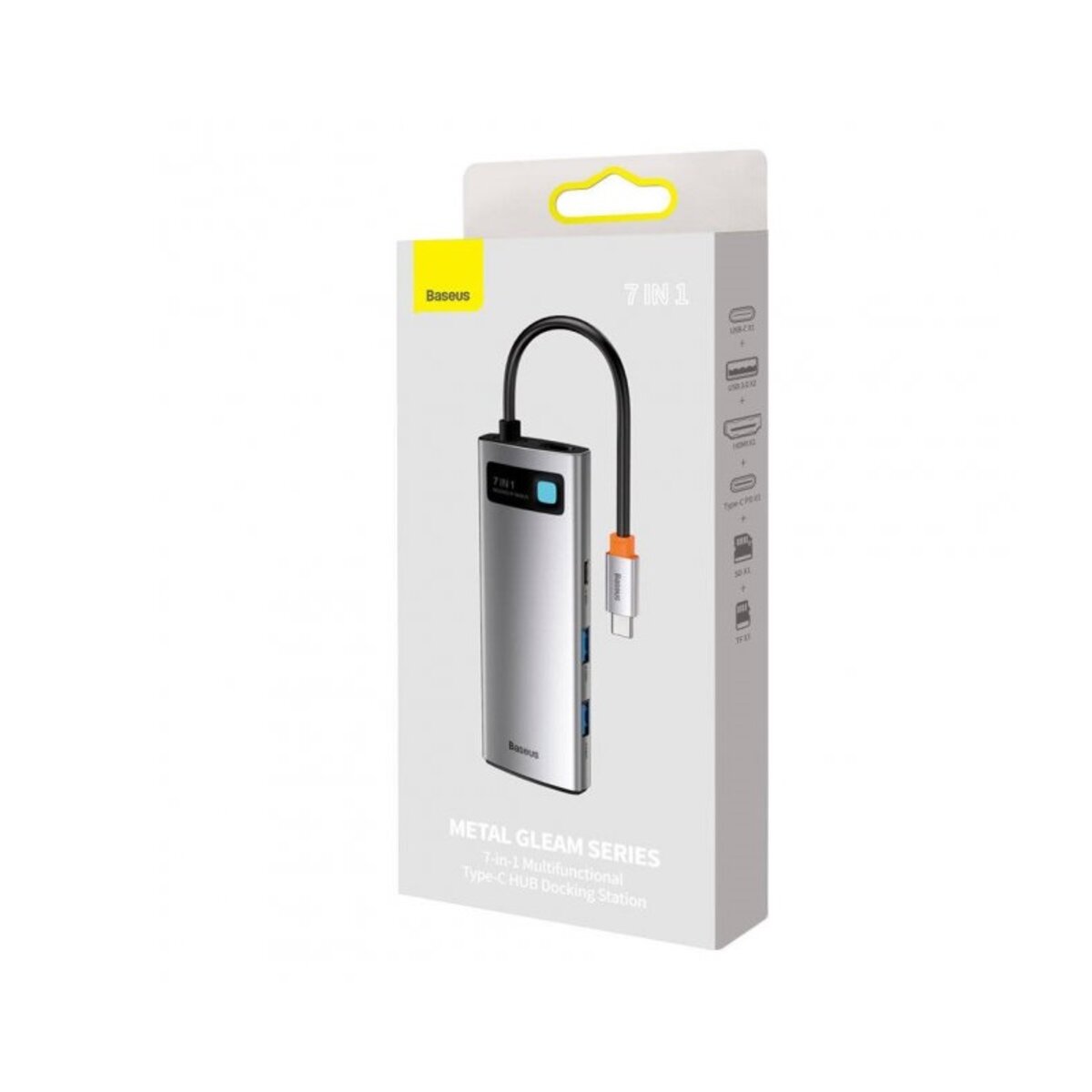 USB-хаб Baseus Metal Gleam Series 7-in-1 Multifunctional Type-C HUB Docking Station Gray(Type-C to HDMI*1+USB3.0*2+USB-C*1+PD*1+SD/TF*1) Фотографія №6 USB-хаб Baseus Metal Gleam Series 7-in-1 Multifunctional Type-C HUB Docking Station Gray(Type-C to HDMI*1+USB3.0*2+USB-C*1+PD*1+SD/TF*1) на малюнкі №6