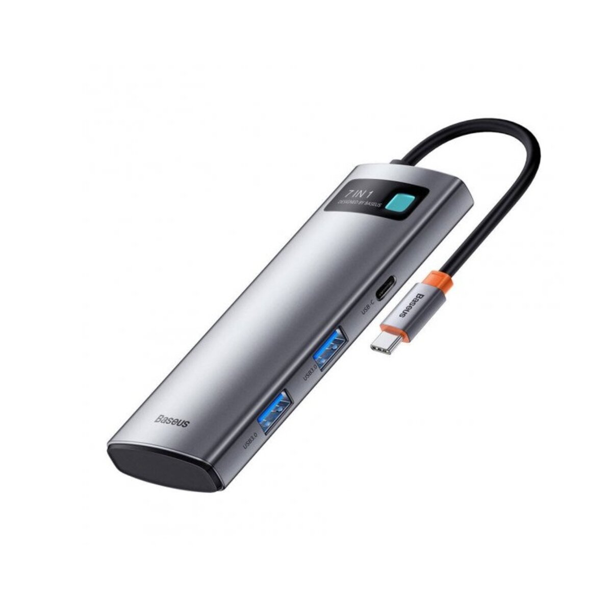 USB-хаб Baseus Metal Gleam Series 7-in-1 Multifunctional Type-C HUB Docking Station Gray(Type-C to HDMI*1+USB3.0*2+USB-C*1+PD*1+SD/TF*1) Фотографія №2 USB-хаб Baseus Metal Gleam Series 7-in-1 Multifunctional Type-C HUB Docking Station Gray(Type-C to HDMI*1+USB3.0*2+USB-C*1+PD*1+SD/TF*1) на малюнкі №2