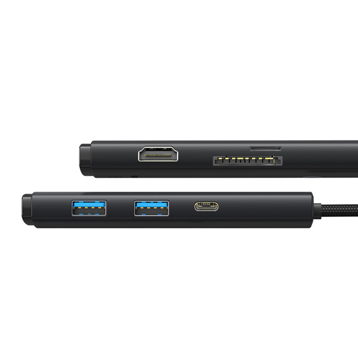 USB-хаб Baseus Lite Series 6-Port Type-C HUB Docking Station (Type-C to HDMI+USB3.0*2+PD+SD/TF) Black Фотографія №4 USB-хаб Baseus Lite Series 6-Port Type-C HUB Docking Station (Type-C to HDMI+USB3.0*2+PD+SD/TF) Black на малюнкі №4