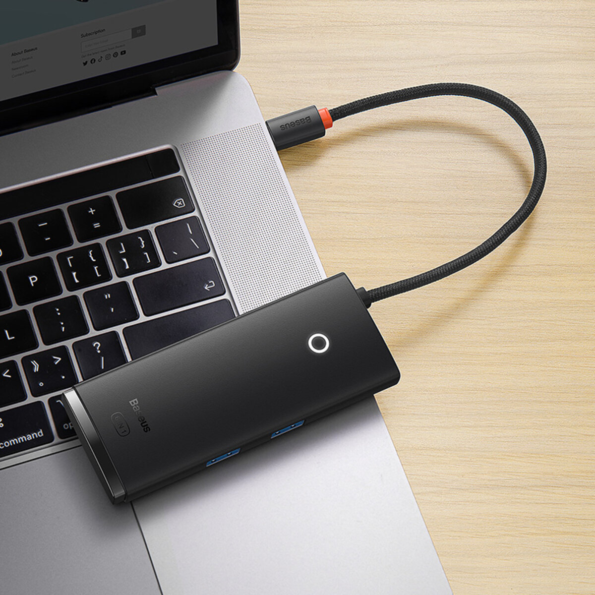 USB-хаб Baseus Lite Series 6-Port Type-C HUB Docking Station (Type-C to HDMI+USB3.0*2+PD+SD/TF) Black Фотографія №8 USB-хаб Baseus Lite Series 6-Port Type-C HUB Docking Station (Type-C to HDMI+USB3.0*2+PD+SD/TF) Black на малюнкі №8